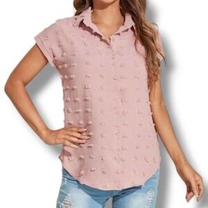 Threadgrit Women’s NWT Swiss Dot Short Sleeve Shirt